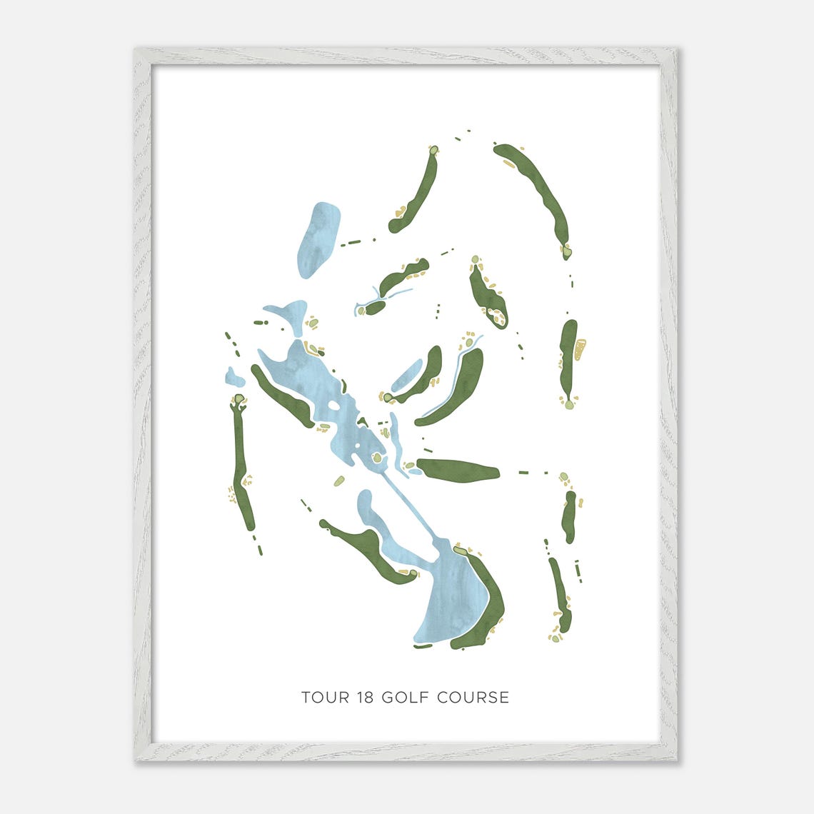 Tour 18 Golf Course Watercolor Fairway Map Lakeside Layout Poster - Image 2
