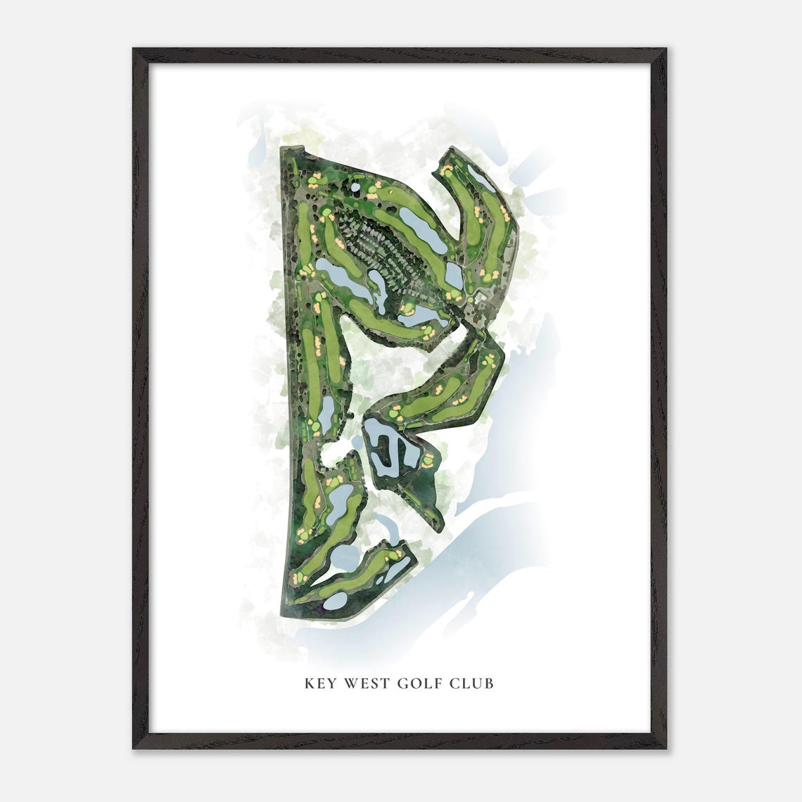 Key West Golf Club Florida Classic Watercolor Course Map Wall Art - Image 3