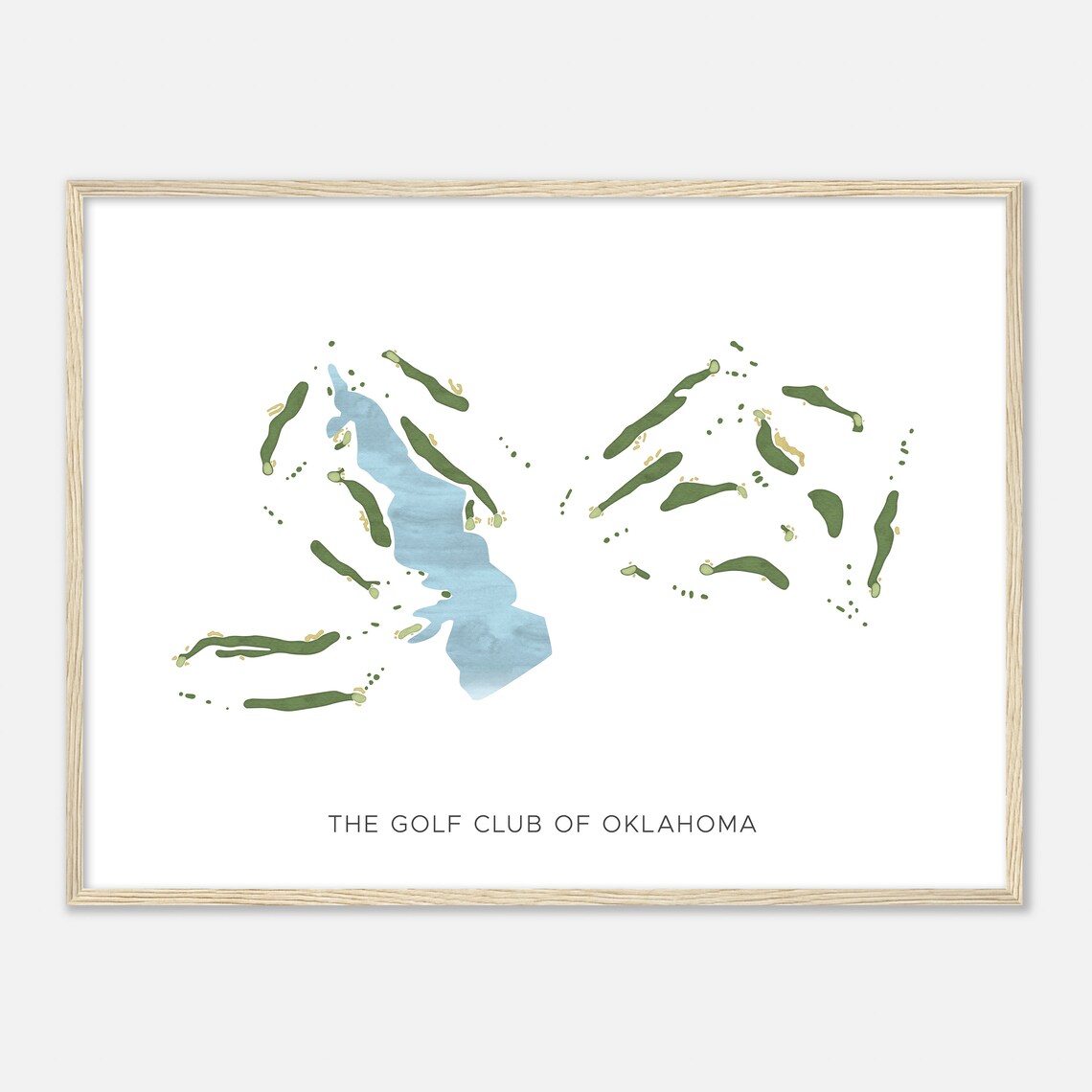 The Golf Club of Oklahoma Modern Watercolor Course Map Poster
