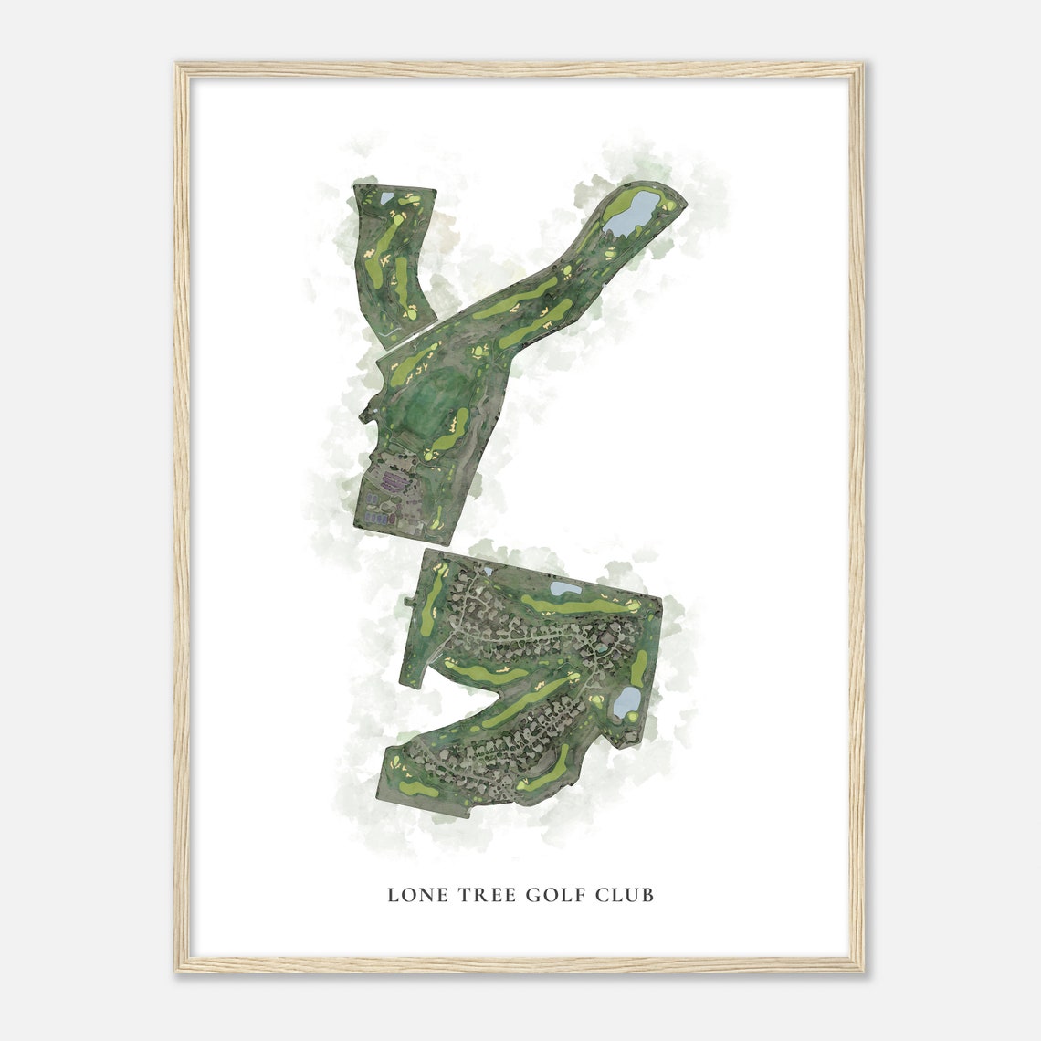 Lone Tree Golf Club Classic Watercolor Aerial Course Map Poster - Image 2