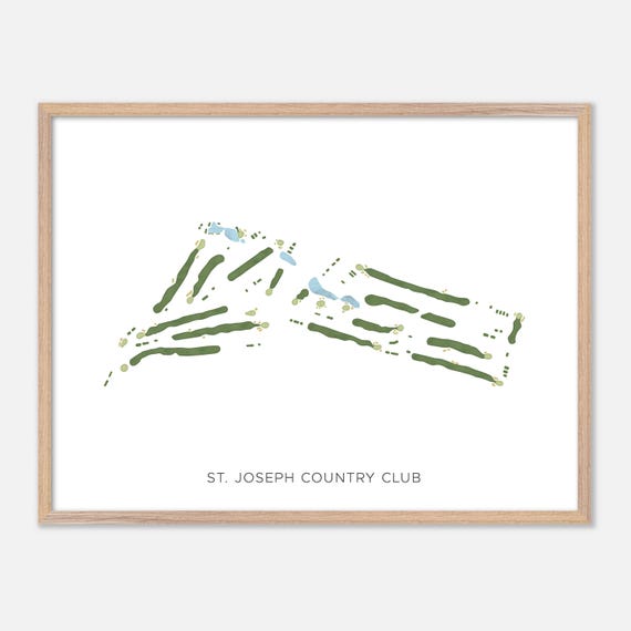 St Joseph Country Club In Country Club Missouri Modern Watercolor Map Golfer Gift Golf Wall Art Golf Poster Print Course Layout