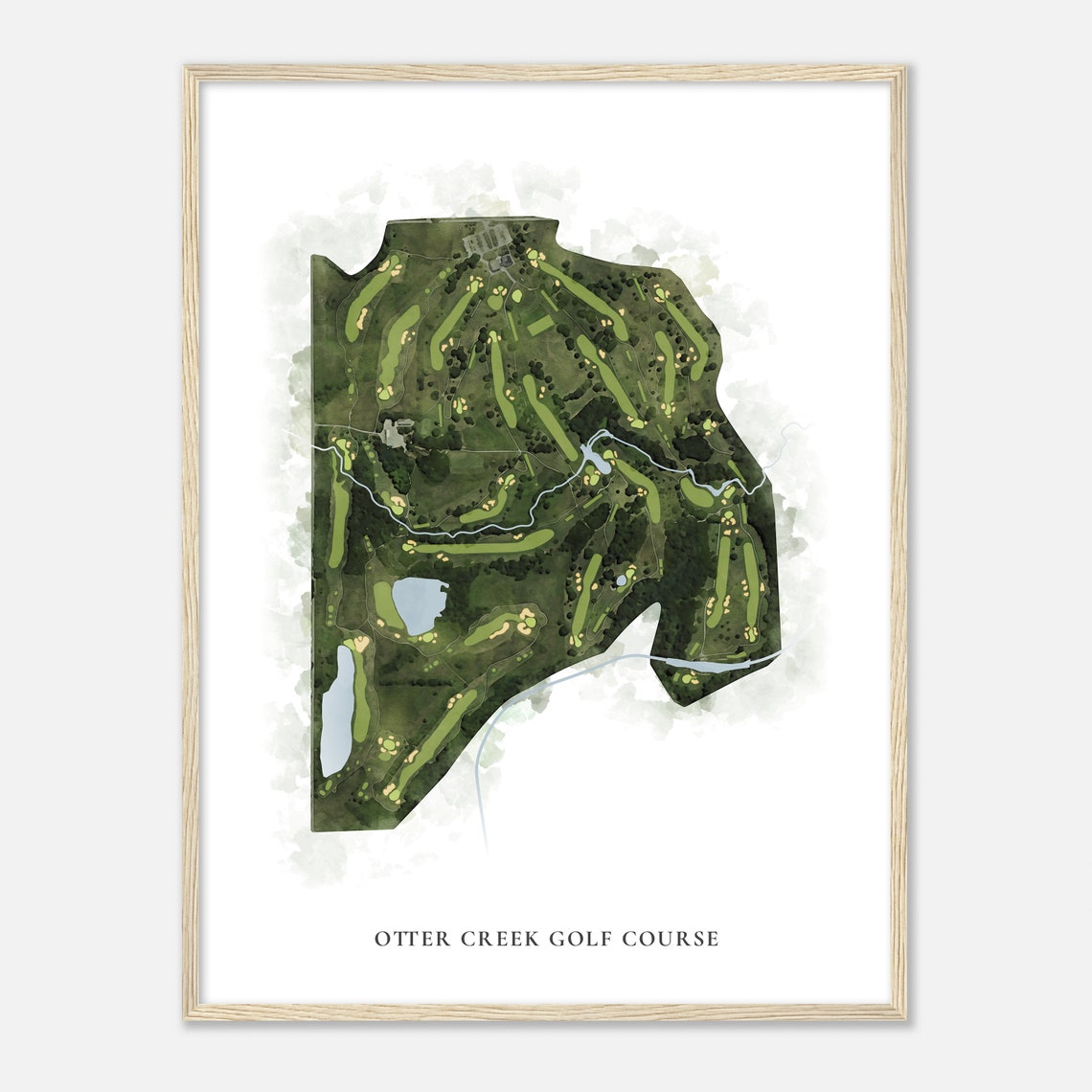 Otter Creek Golf Course Classic Watercolor Aerial Golf Map Poster