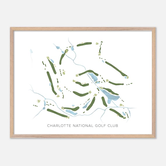 Charlotte National Golf Club Indian Trail NC Modern Watercolor Golf Map Poster