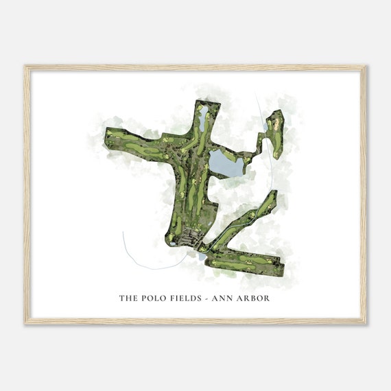 The Polo Fields Ann Arbor Michigan Classic Watercolor Map Golfer Gift Golf Wall Art Golf Poster Print Course Layout