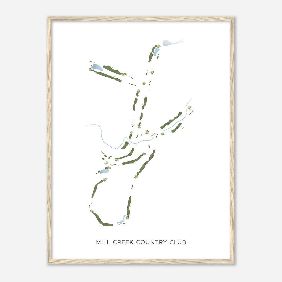 Mill Creek Country Club Watercolor Fairway Map Golfer Art Poster