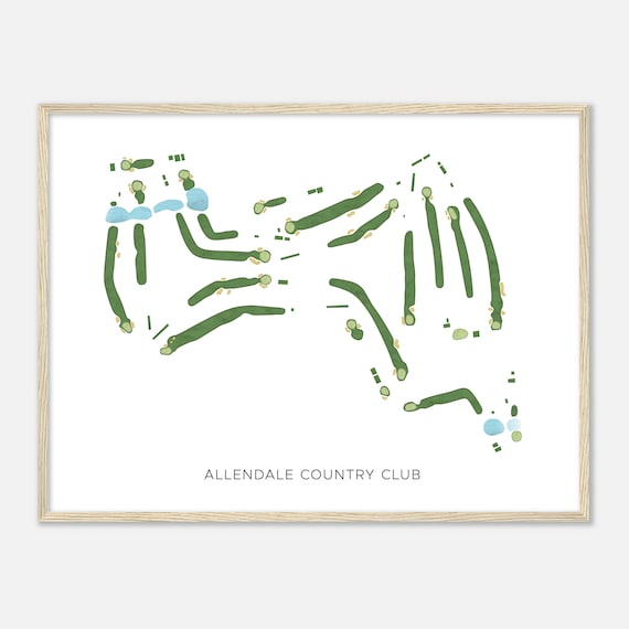 Allendale Country Club Massachusetts Modern Watercolor Map Golfer Gift Golf Wall Art Golf Poster Print Course Layout