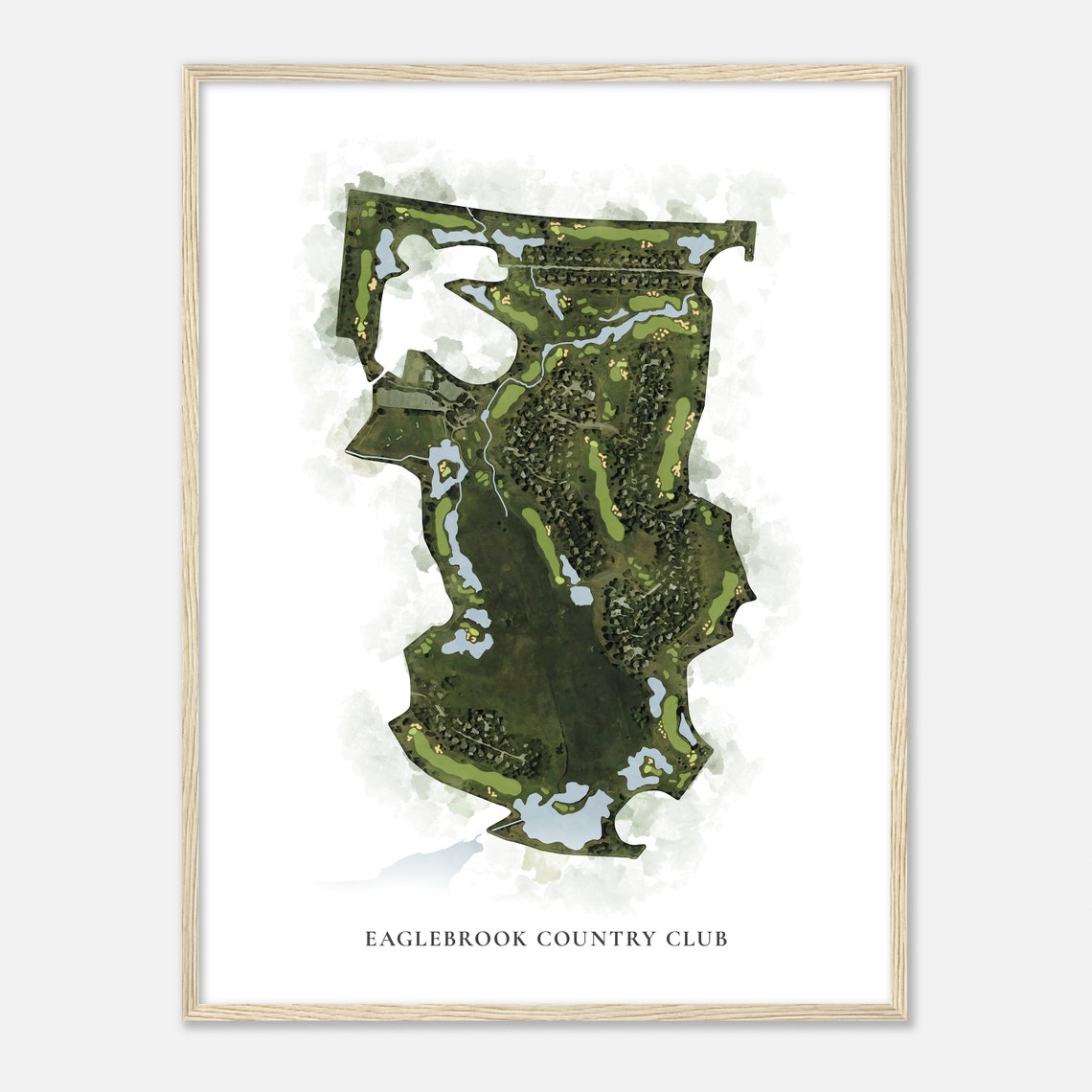 Eaglebrook Country Club Illinois Watercolor Golf Course Map Poster - Image 2