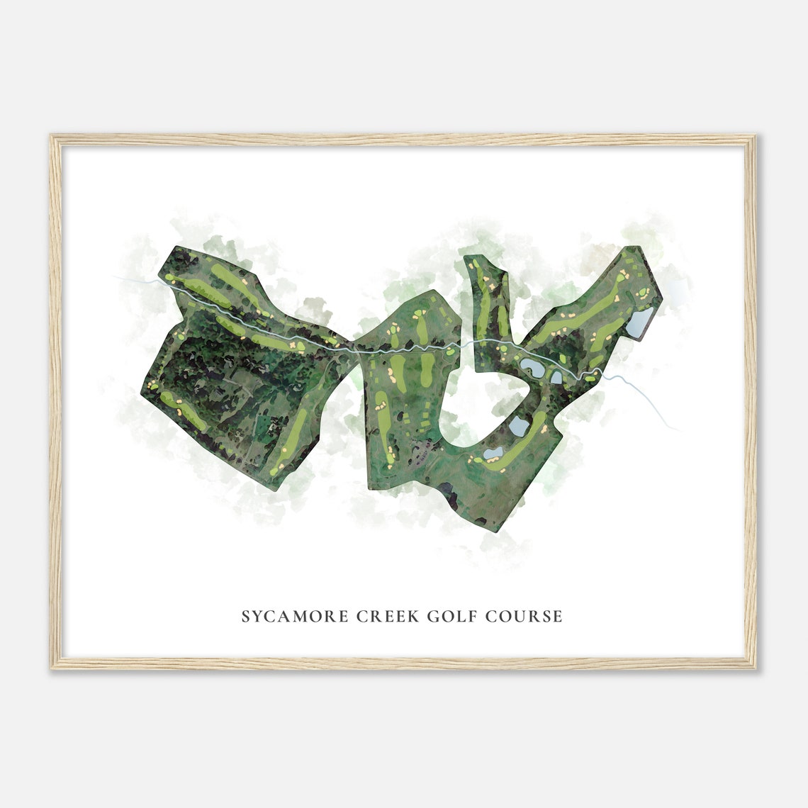 Sycamore Creek Golf Course Aerial Watercolor Layout Map Poster