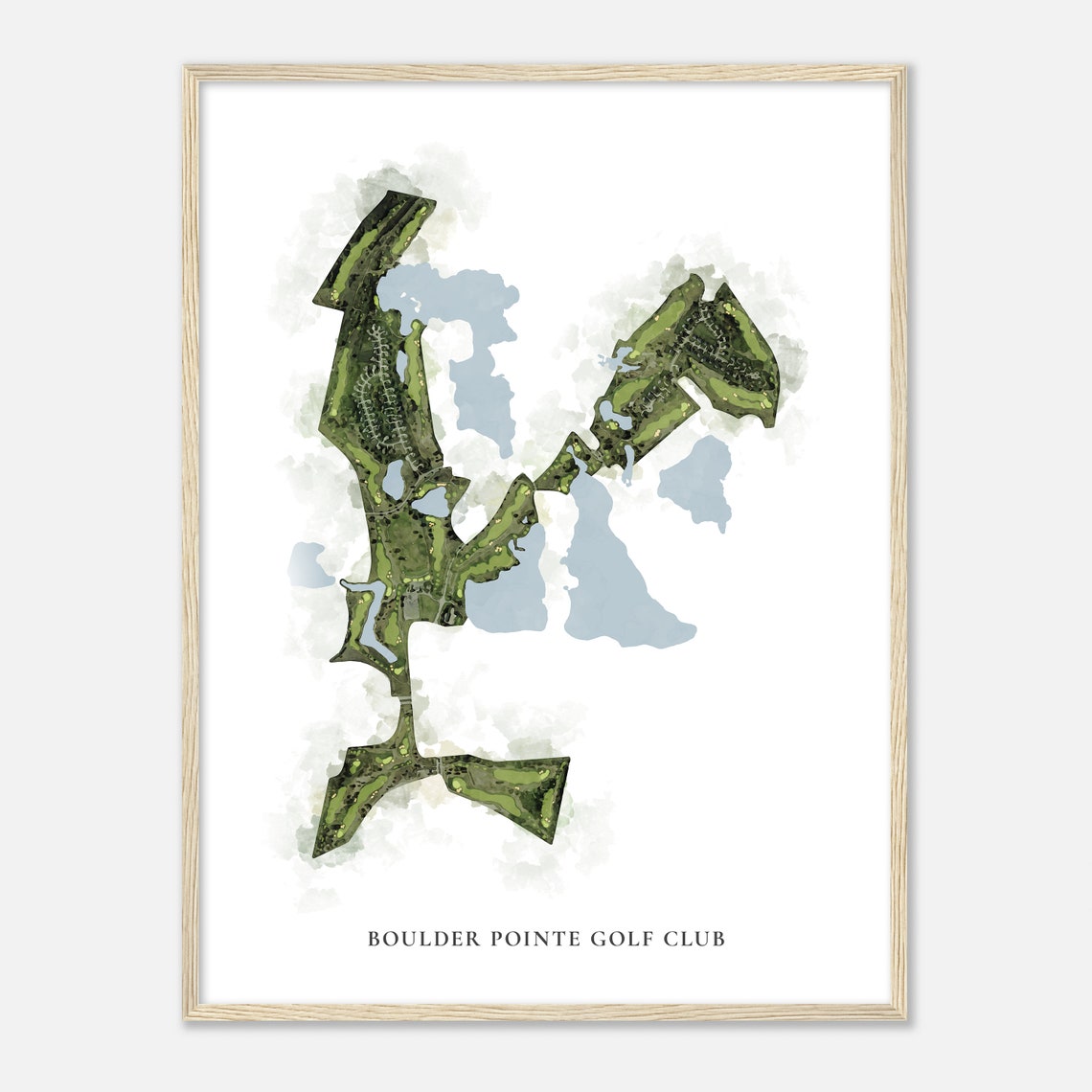 Boulder Pointe Golf Club Watercolor Aerial Golf Course Map Poster