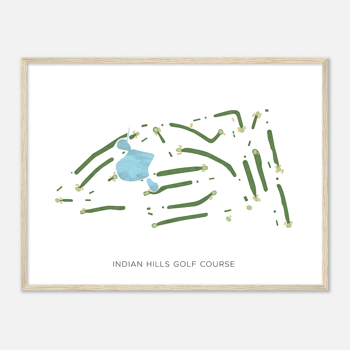 Indian Hills Golf Course Modern Watercolor Golf Course Map Poster