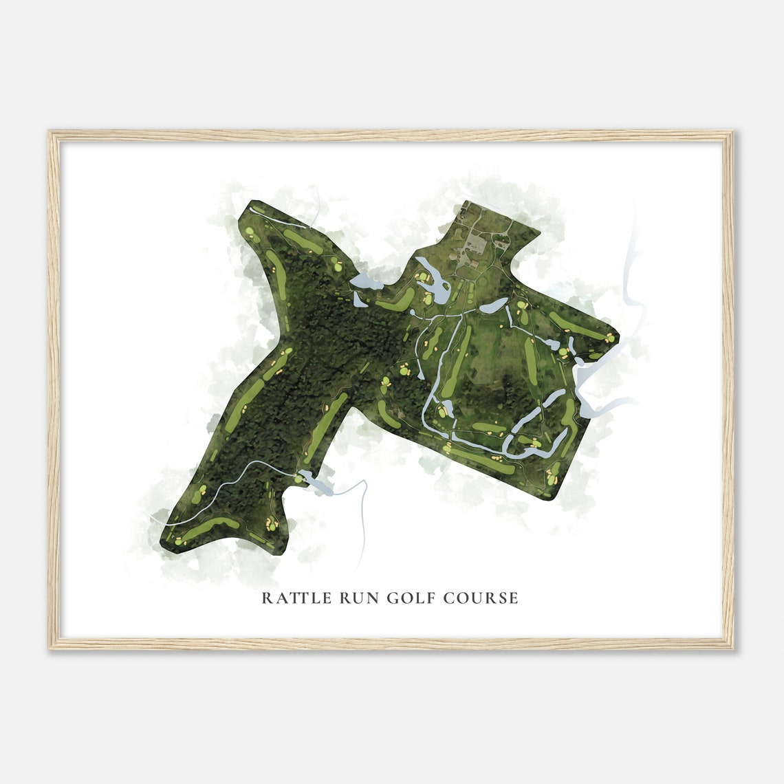 Rattle Run Golf Course Michigan Classic Watercolor Map Golfer Gift Golf Wall Art Golf Poster Print Course Layout