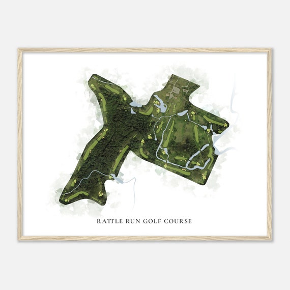 Rattle Run Golf Course Michigan Classic Watercolor Map Golfer Gift Golf Wall Art Golf Poster Print Course Layout