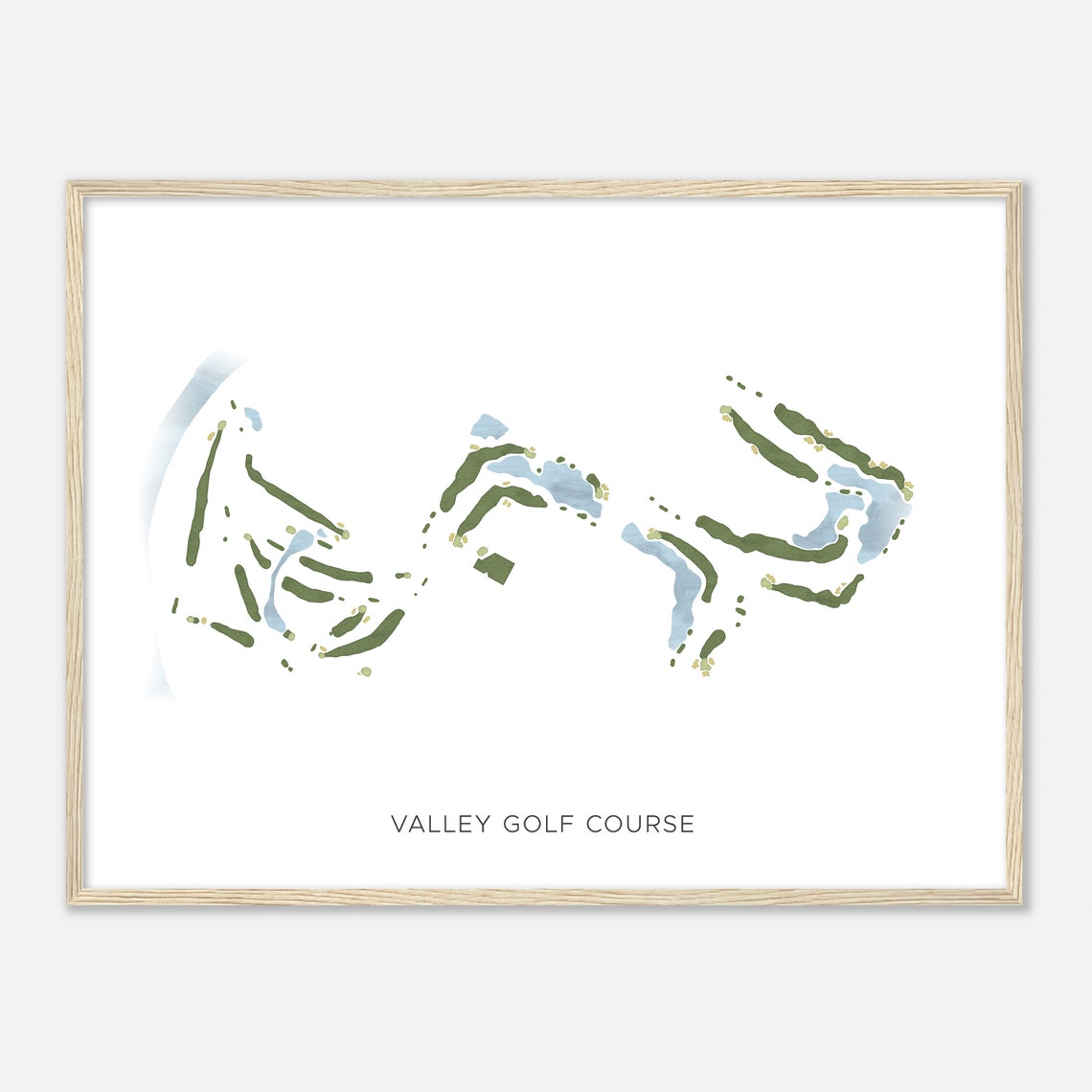 Valley Golf Course Modern Minimalist Watercolor Layout Map Poster - Image 2