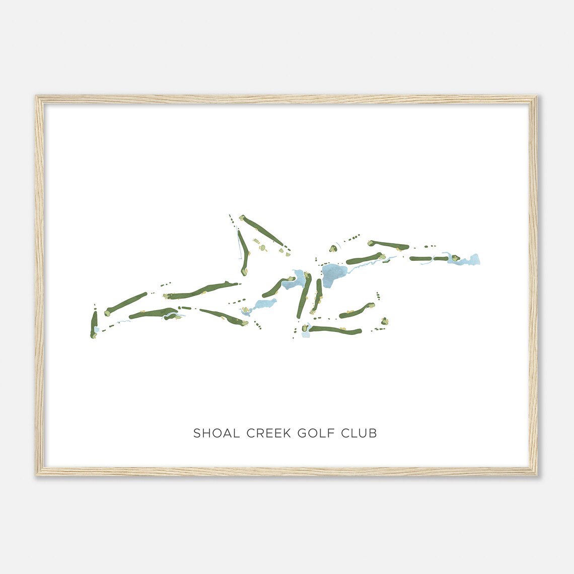 Shoal Creek Golf Club Alabama Modern Watercolor Course Map Poster