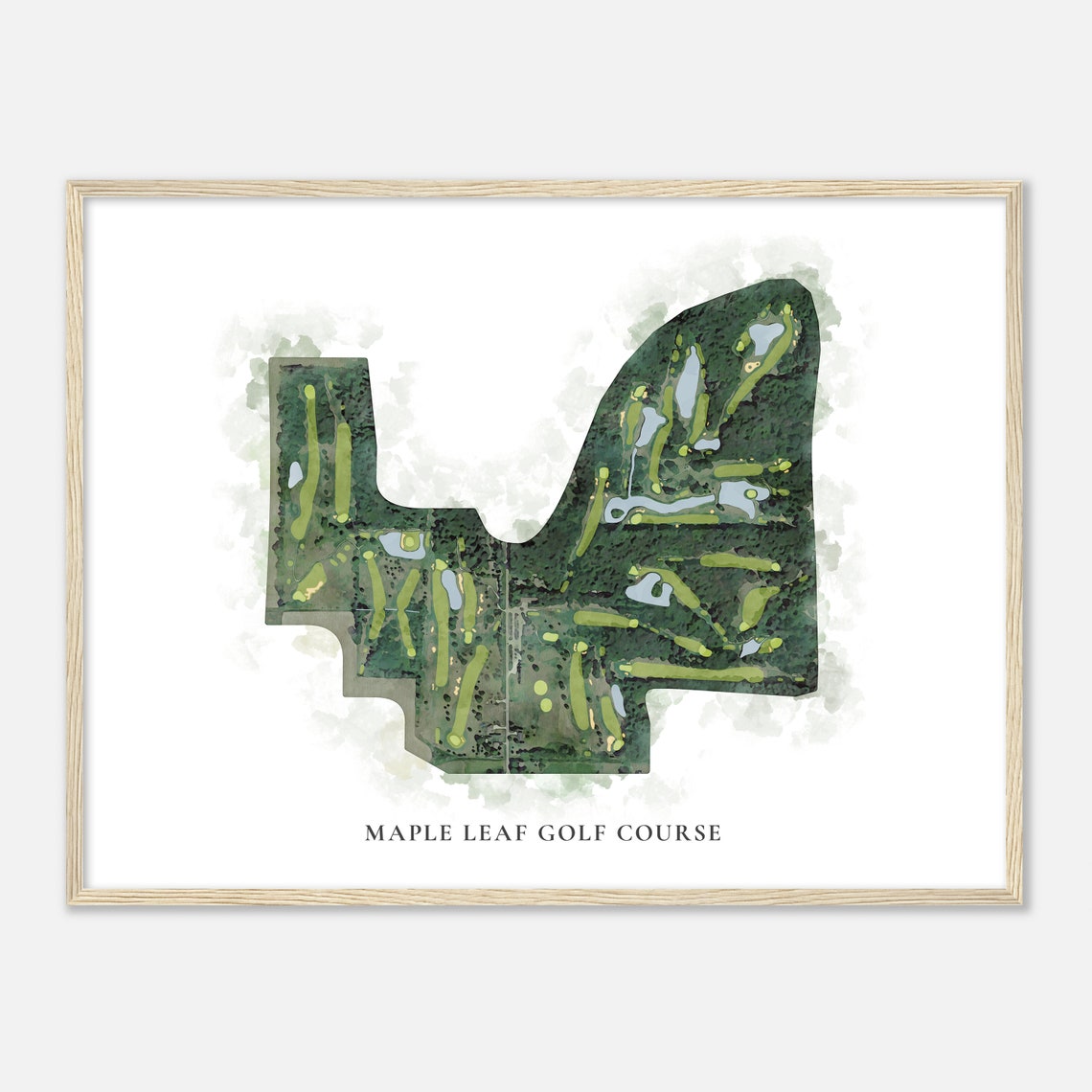 Maple Leaf Golf Course Michigan Classic Watercolor Map Golfer Gift Golf Wall Art Golf Poster Print Course Layout - Image 2