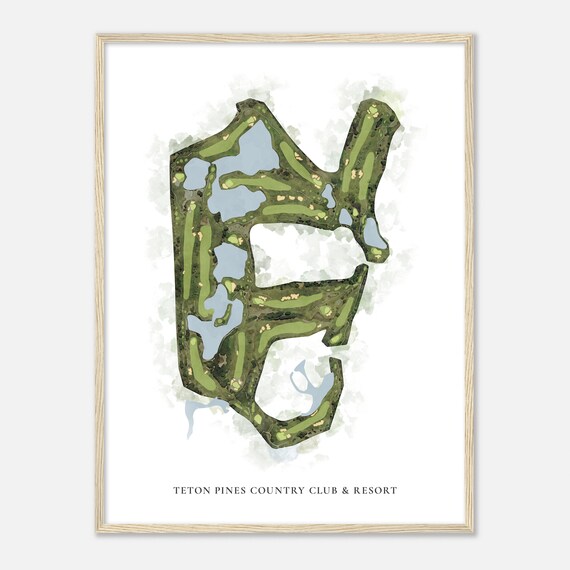 Teton Pines Country Club Resort Wyoming Classic Watercolor Map Golfer Gift Golf Wall Art Golf Poster Print Course Layout
