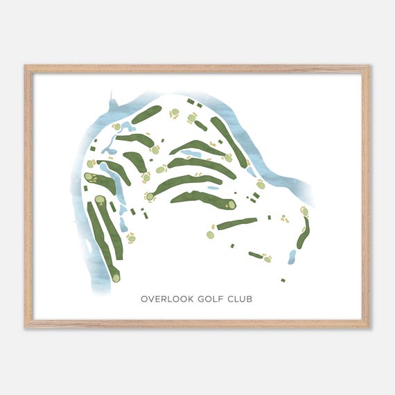 Overlook Golf Club In Hollis New Hampshire Modern Watercolor Map Golfer Gift Golf Wall Art Golf Poster Print Course Layout