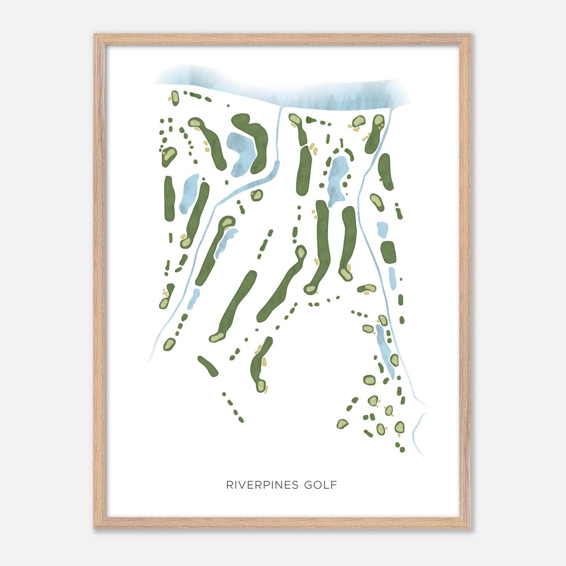 Riverpines Golf Modern Fairway Golf Course Layout Map Poster - Image 2