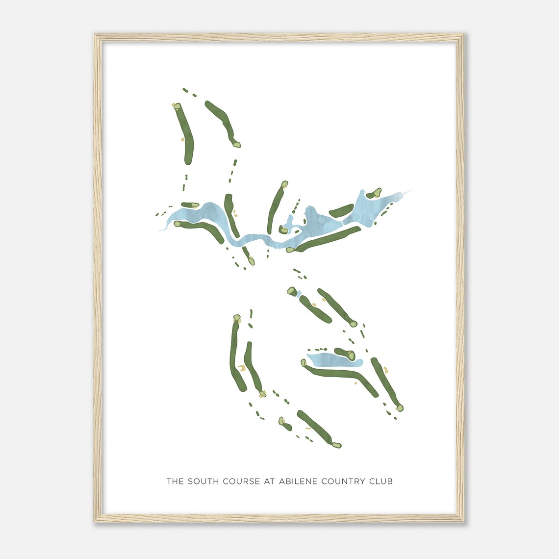 The South Course at Abilene Country Club Watercolor Golf Map Poster - Image 2
