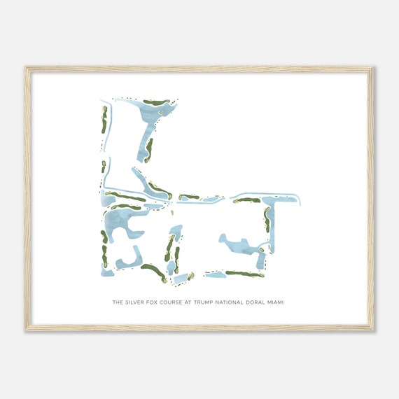 The Silver Fox Course At Trump National Doral Miami Florida Modern Watercolor Map Golfer Gift Golf Wall Art Golf Poster Print