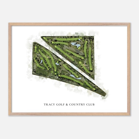 Tracy Golf and Country Club Classic Watercolor Course Map Poster