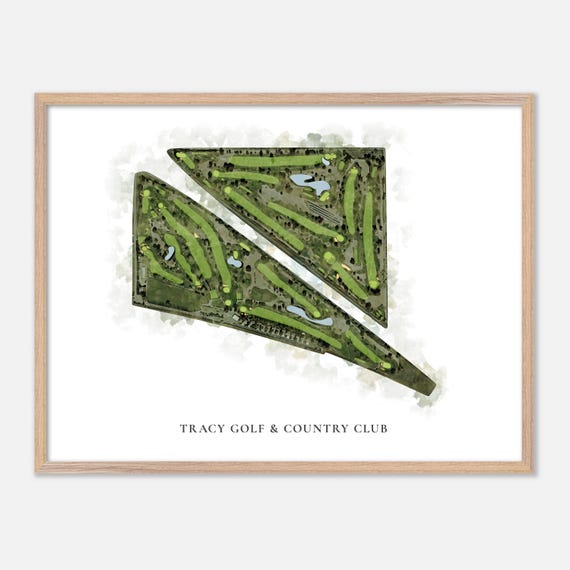 Tracy Golf Country Club In Tracy California Classic Watercolor Map Golfer Gift Golf Wall Art Golf Poster Print Course Layout