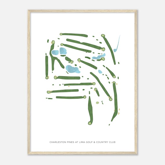 Charleston Pines At Lima Golf Country Club New York Modern Watercolor Map Golfer Gift Golf Wall Art Golf Poster Print