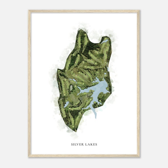 Silver Lakes Alabama Classic Watercolor Map Golfer Gift Golf Wall Art Golf Poster Print Course Layout