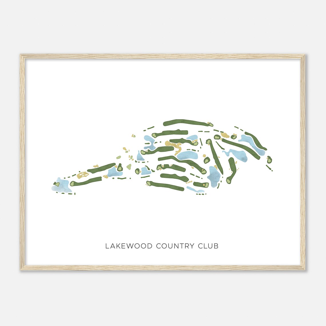 Lakewood Country Club Louisiana Modern Watercolor Golf Map Poster