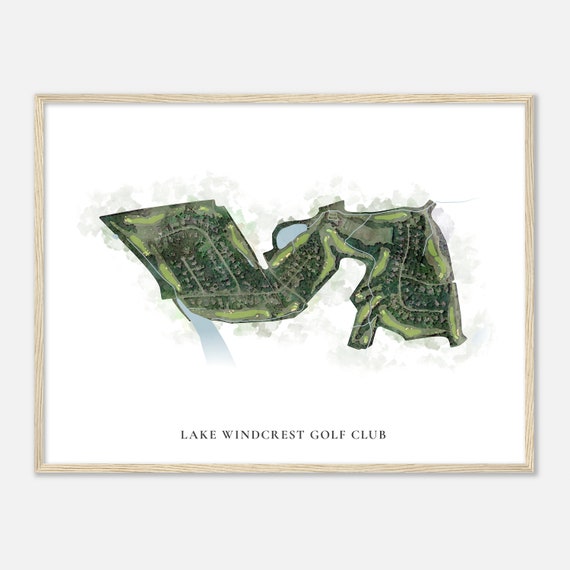 Lake Windcrest Golf Club Texas Classic Watercolor Map Golfer Gift Golf Wall Art Golf Poster Print Course Layout
