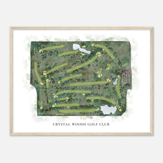 Crystal Woods Golf Club Illinois Classic Watercolor Map Golfer Gift Golf Wall Art Golf Poster Print Course Layout