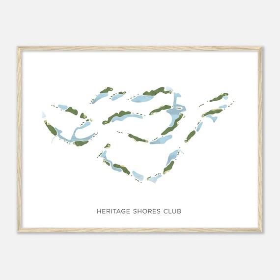 Heritage Shores Club Modern Watercolor Golf Course Map Poster