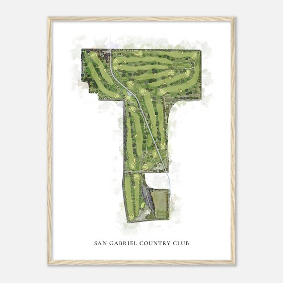 San Gabriel Country Club California Classic Watercolor Map Golfer Gift Golf Wall Art Golf Poster Print Course Layout