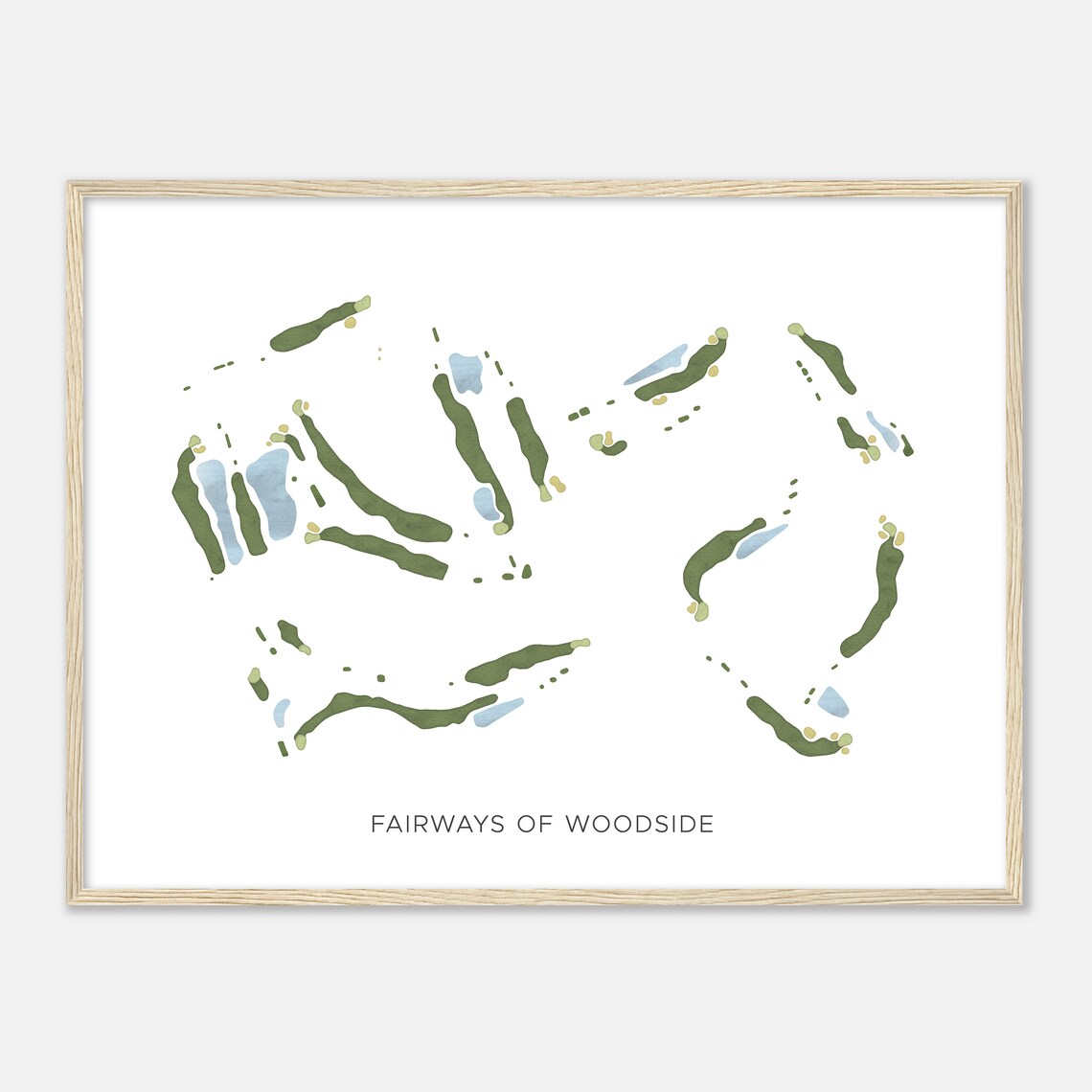 Fairways of Woodside Watercolor Golf Course Hole Map Art Poster - Image 2