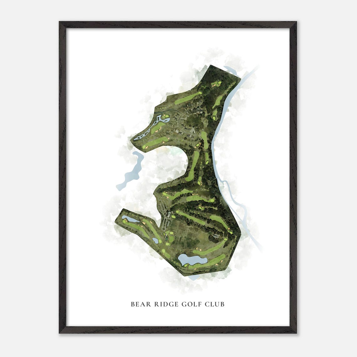 Bear Ridge Golf Club Texas Classic Watercolor Golf Course Map Poster - Image 3