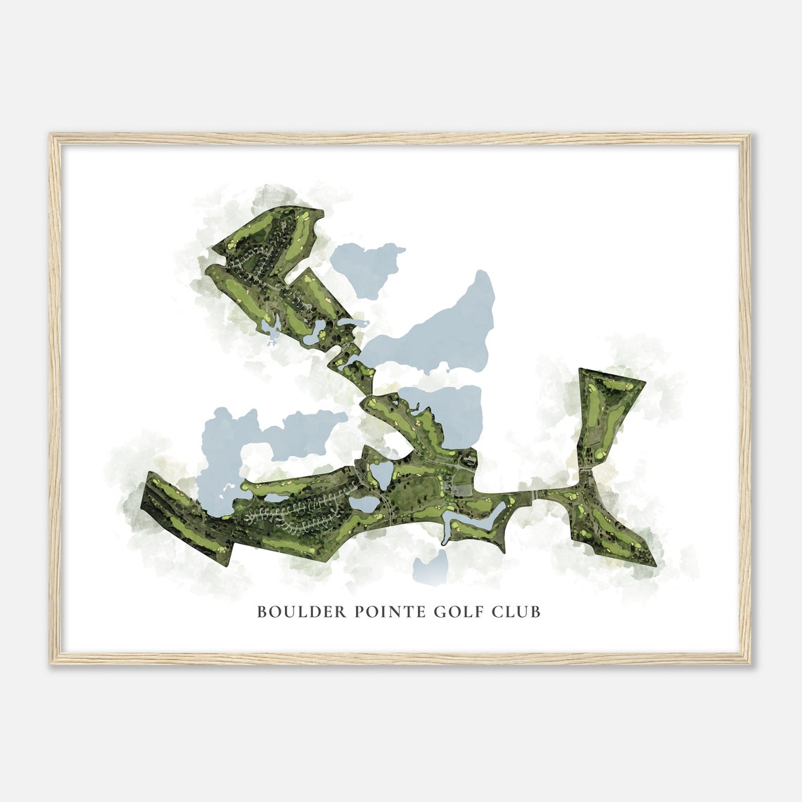 Boulder Pointe Golf Club Watercolor Aerial Golf Course Map Poster - Image 2