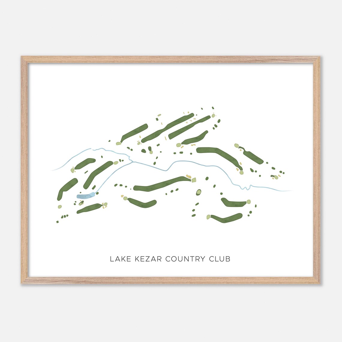 Lake Kezar Country Club Lovell Maine Modern Watercolor Map Poster
