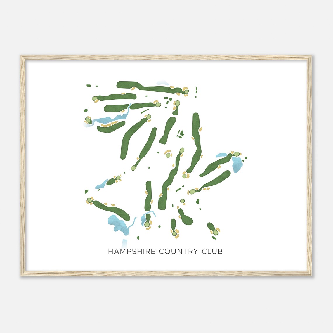 Hampshire Country Club New York Modern Watercolor Golf Map Poster