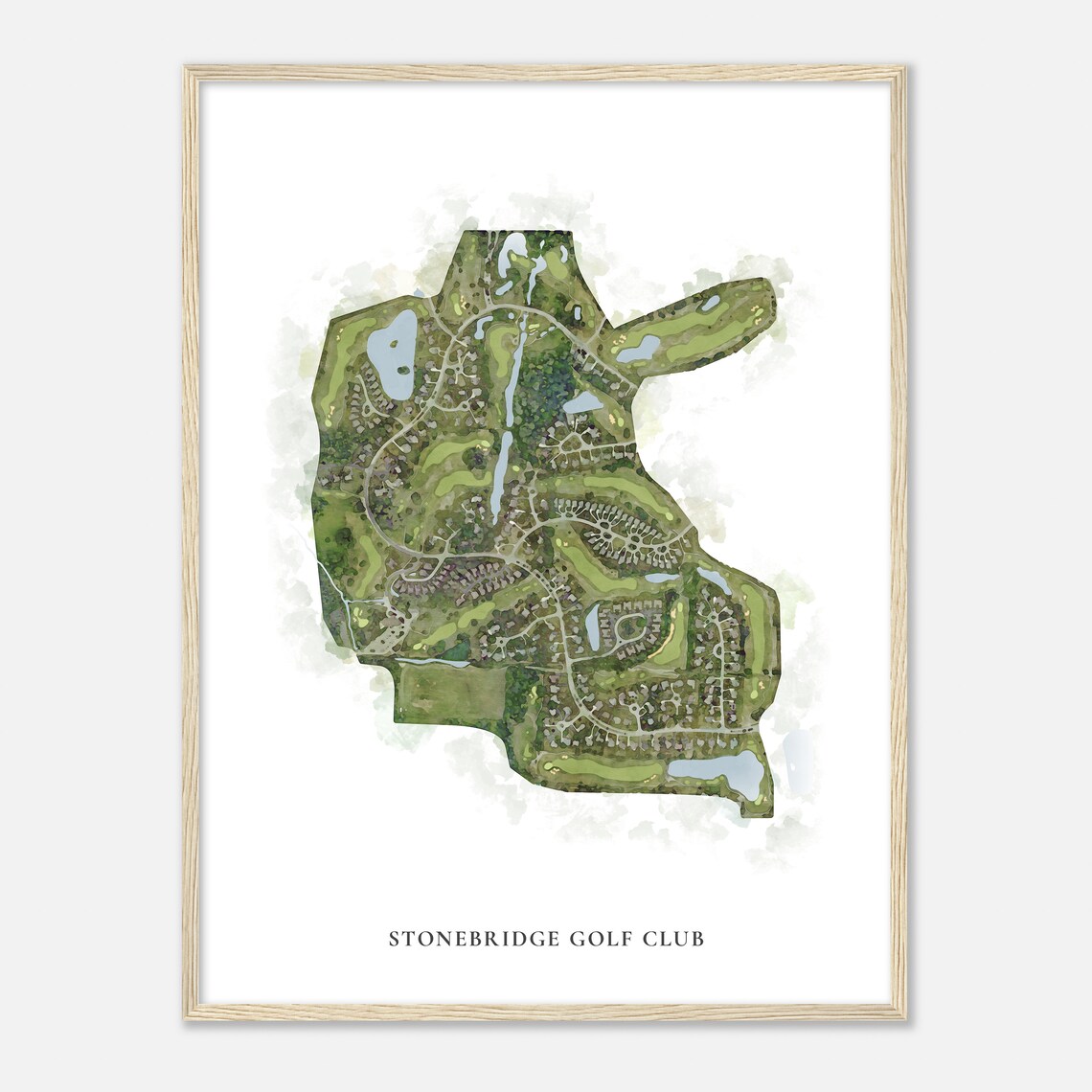 Stonebridge Golf Club Classic Watercolor Map Golfer Gift Poster