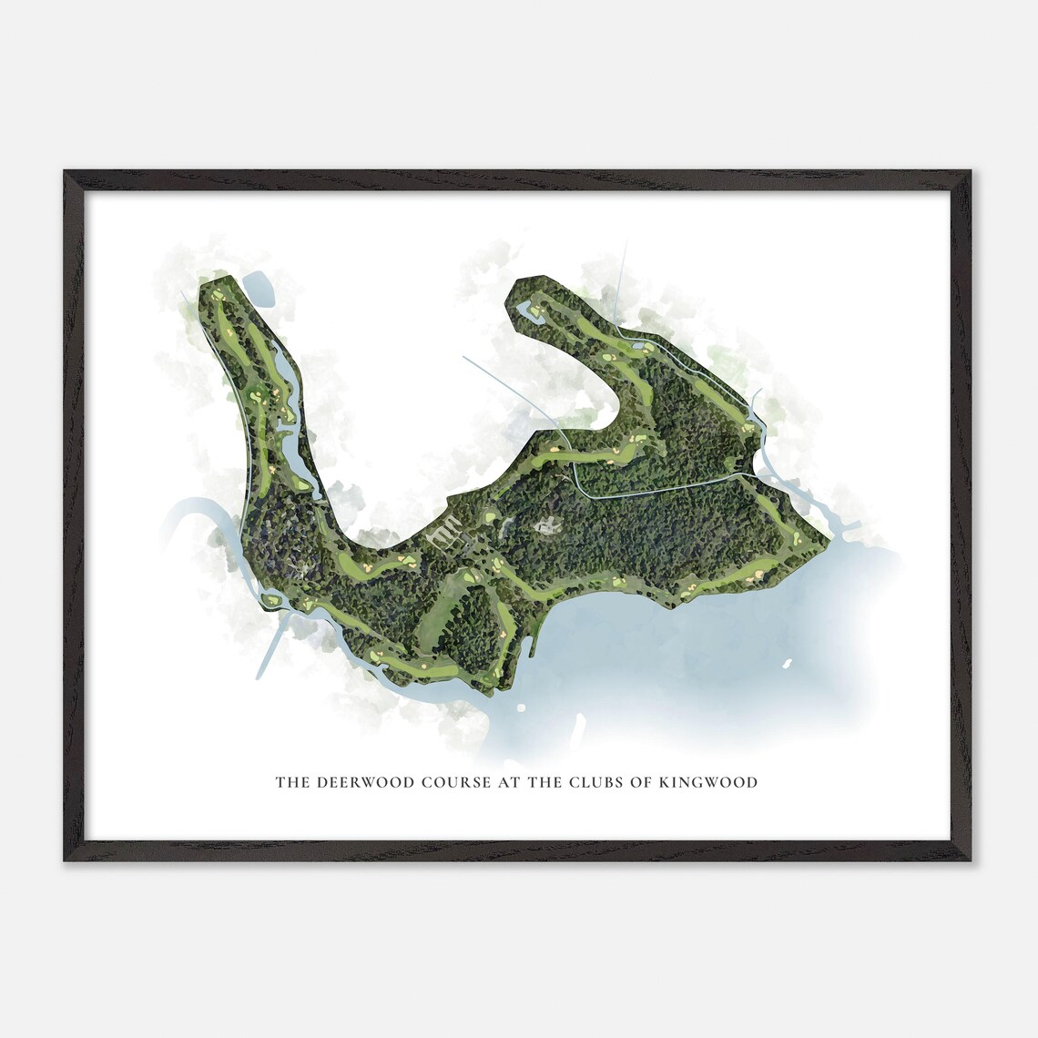 Deerwood Course Clubs of Kingwood Watercolor Aerial Map Poster - Image 5
