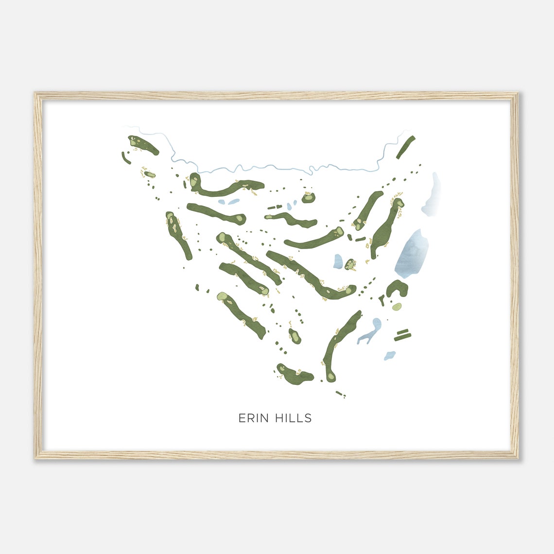 Erin Hills Wisconsin Modern Minimalist Golf Course Map Poster