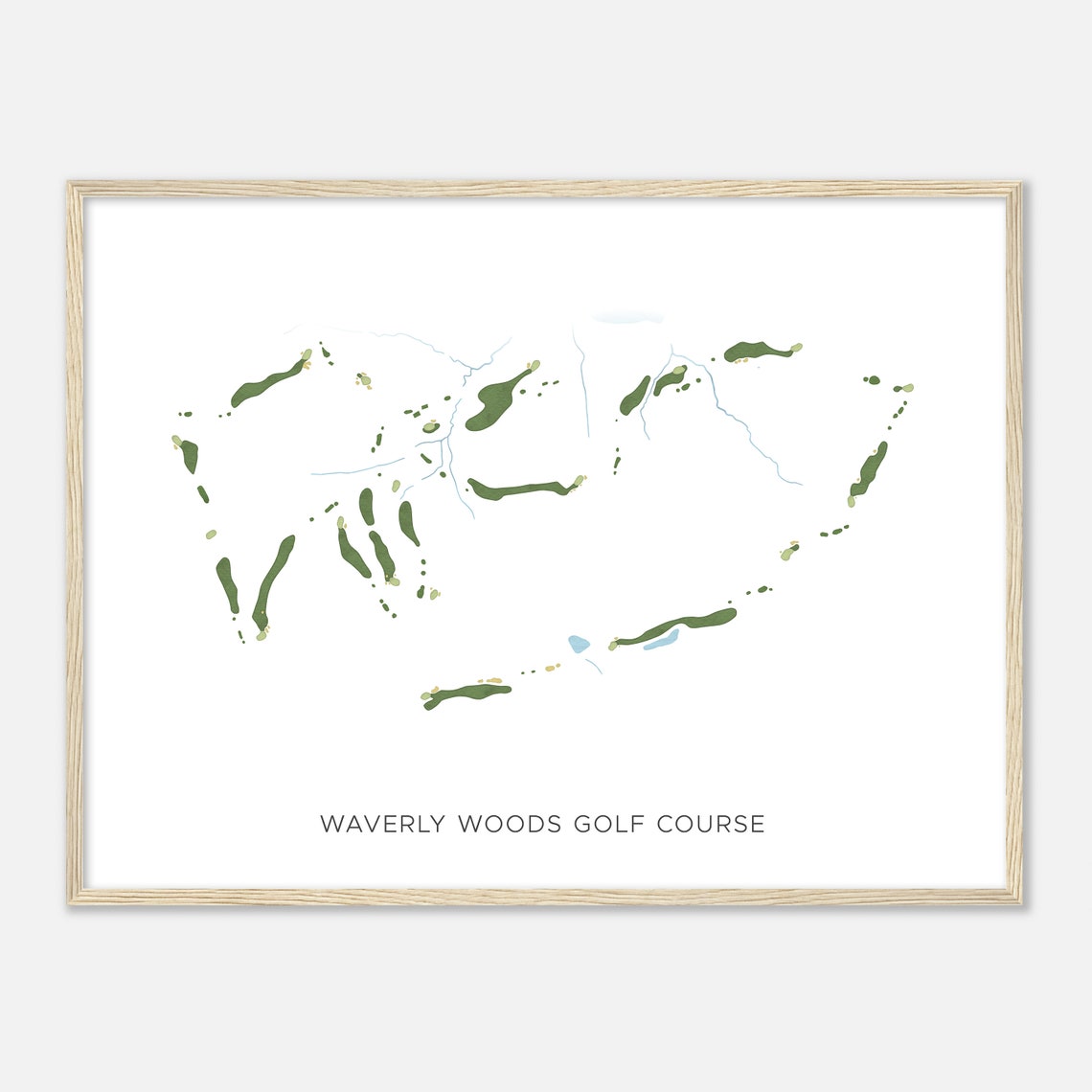 Waverly Woods Golf Course Modern Watercolor Course Map Poster