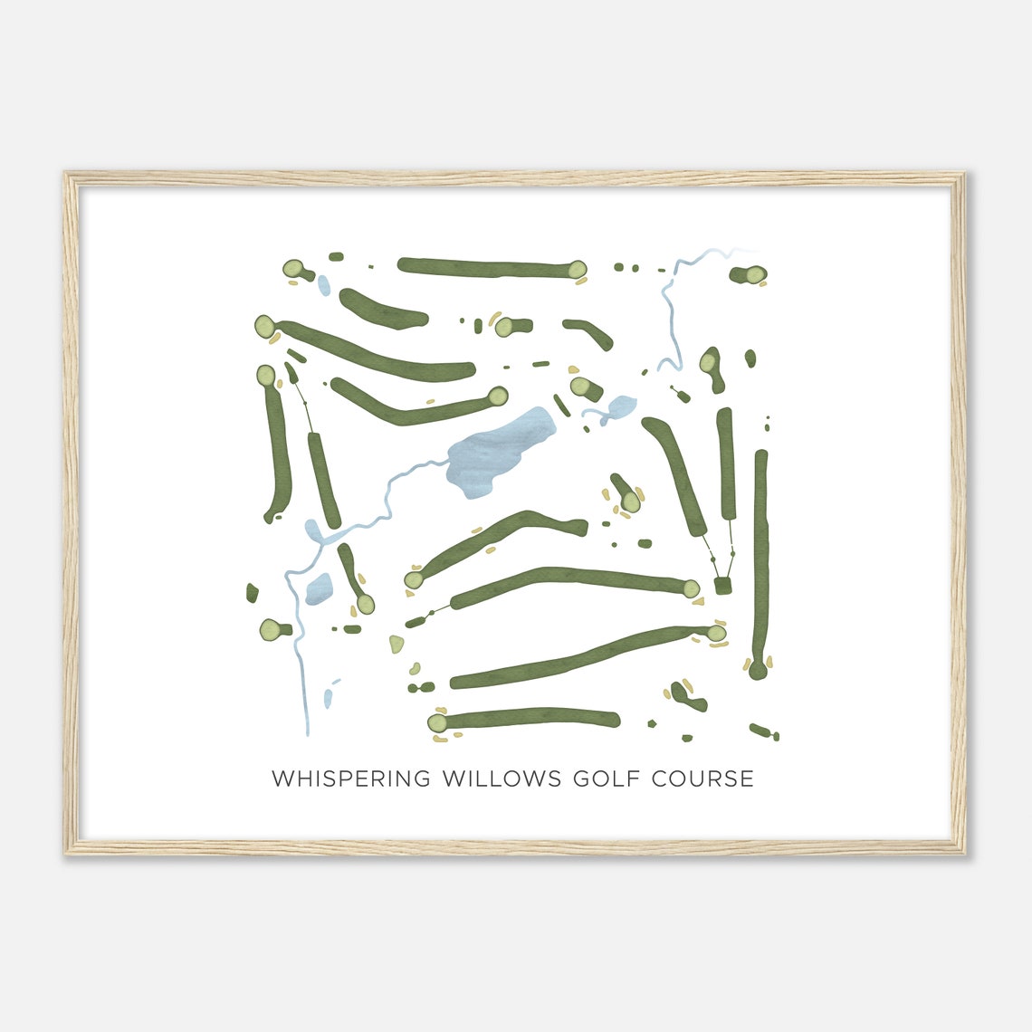 Whispering Willows Golf Course Michigan Modern Watercolor Map Golfer Gift Golf Wall Art Golf Poster Print Course Layout