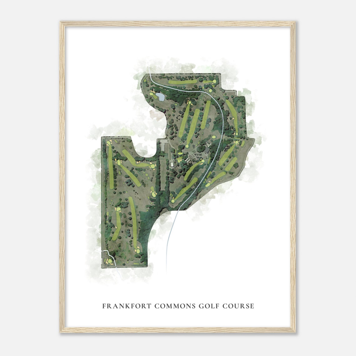 Frankfort Commons Golf Course Indiana Classic Watercolor Map Golfer Gift Golf Wall Art Golf Poster Print Course Layout - Image 2