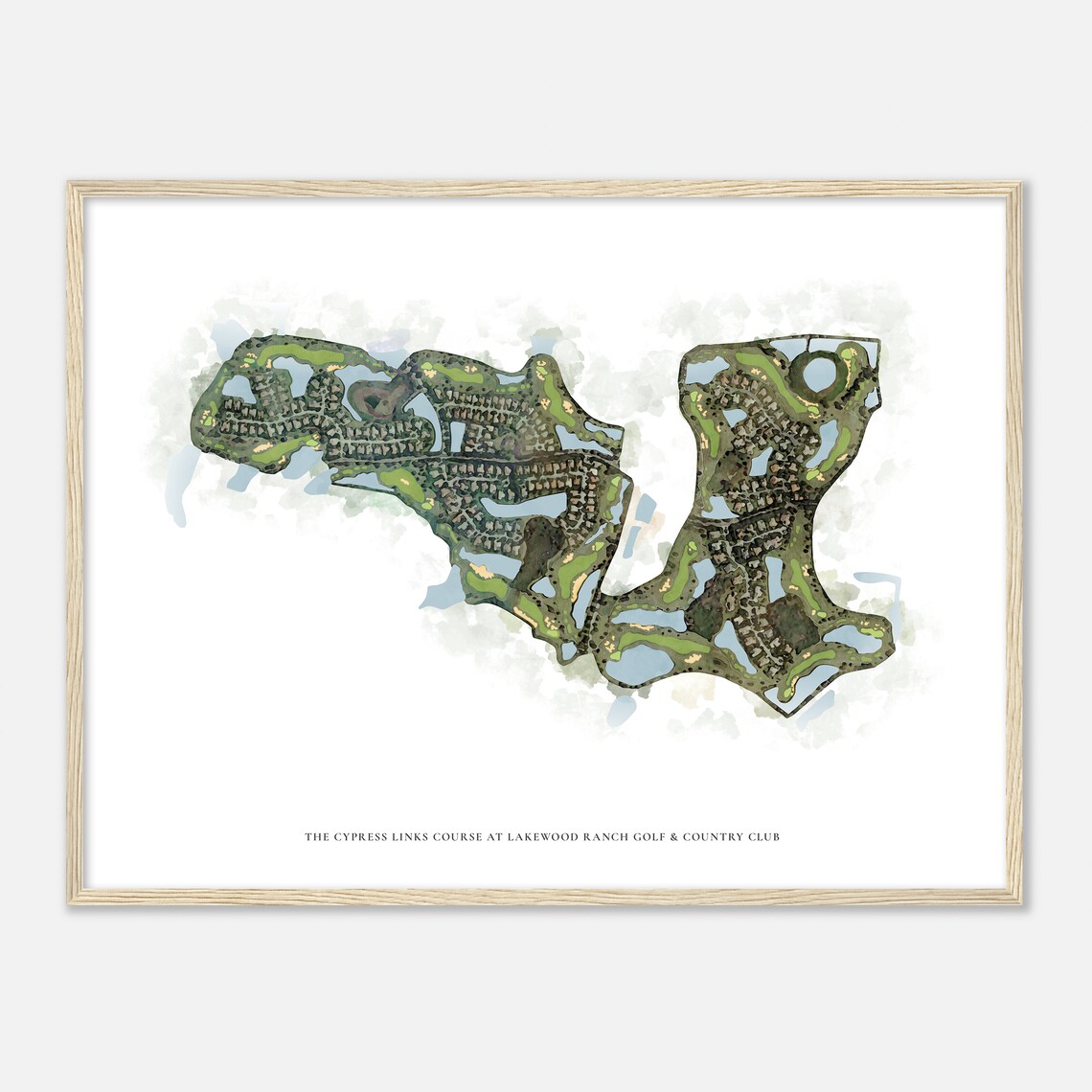 Cypress Links Course at Lakewood Ranch Florida Classic Watercolor Map Golf Poster - Image 2