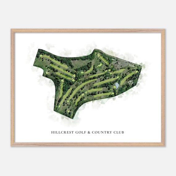 Hillcrest Golf Country Club In Kansas City Missouri Classic Watercolor Map Golfer Gift Golf Wall Art Golf Poster Print