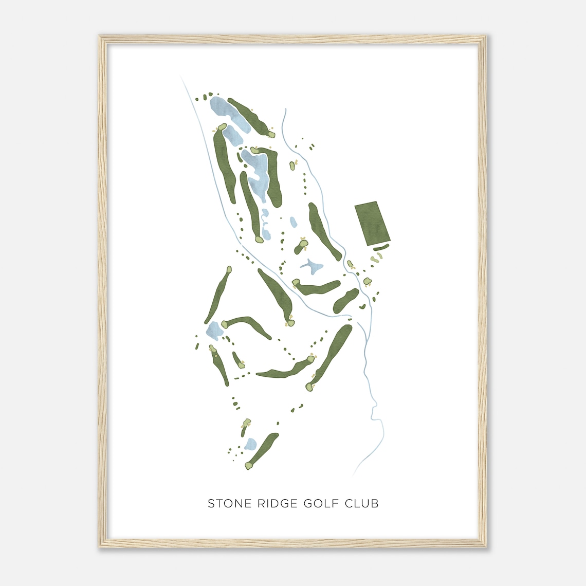 Scenic Stone Ridge Golf Club Modern Minimalist Course Map Poster