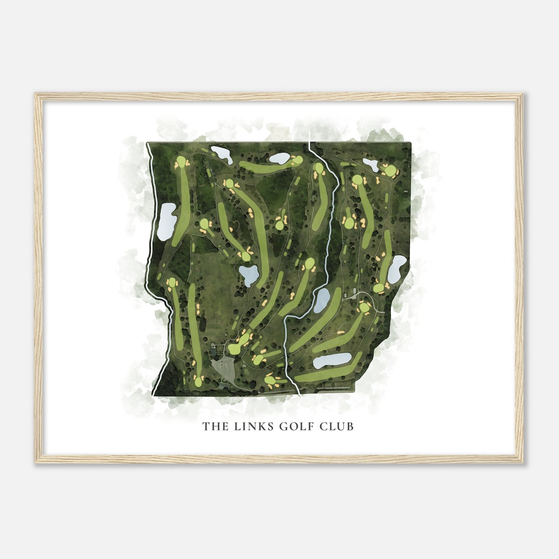 The Links Golf Club Watercolor Map Golfer Gift Classic Print - Image 2