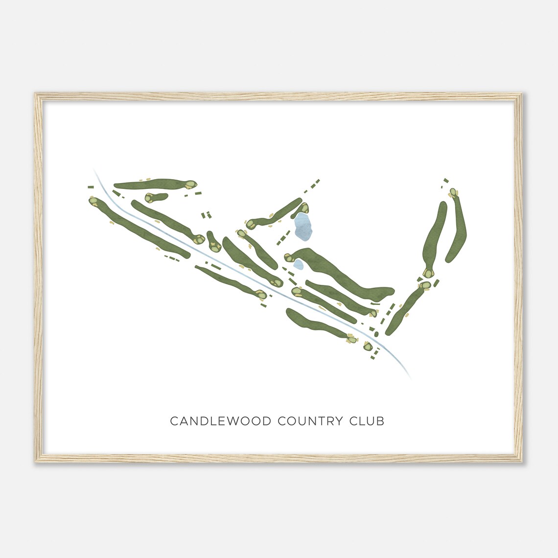 Candlewood Country Club Modern Minimalist Watercolor Map Poster