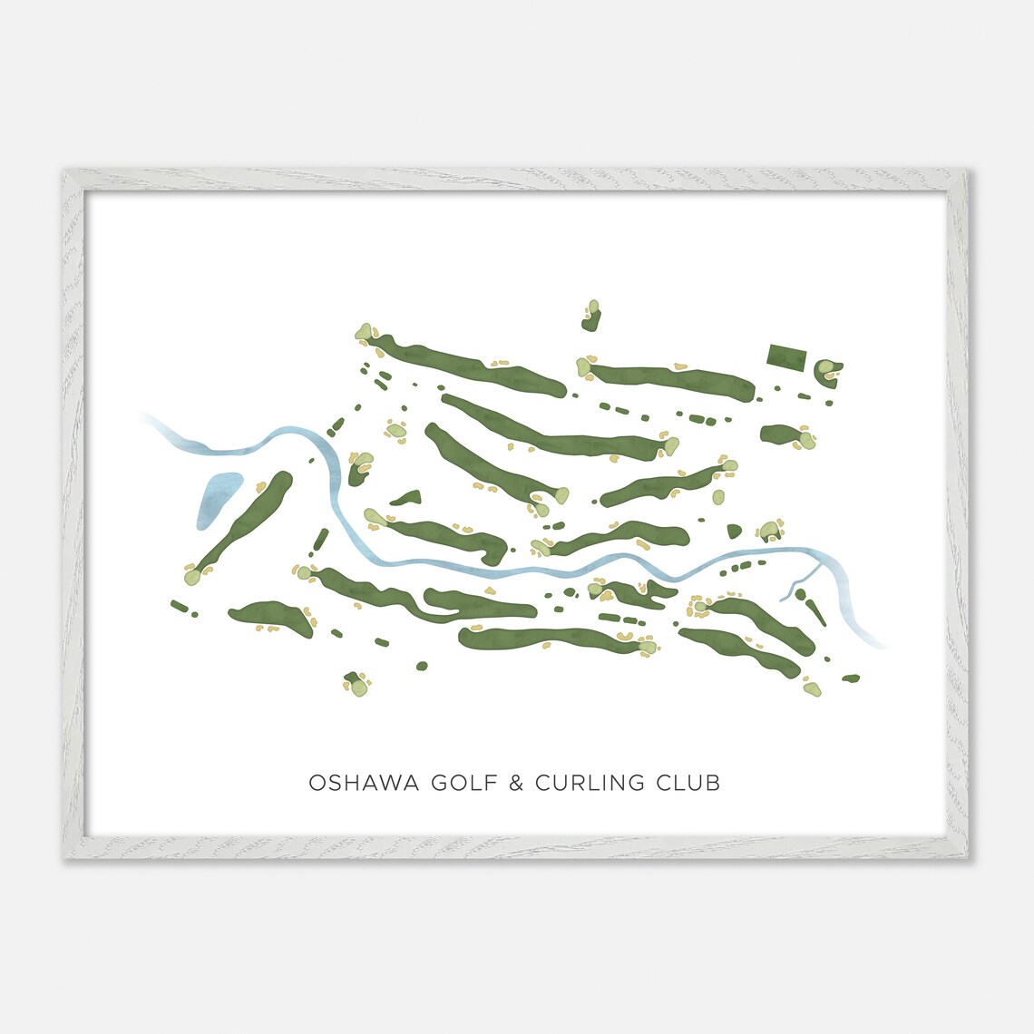 Oshawa Golf Curling Club Modern Watercolor Map, Poster Print - Image 3